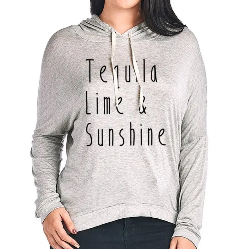 TEQUILA LIME SUNSHINE LONG SLEEVE HOODIE **PLUS SIZE**